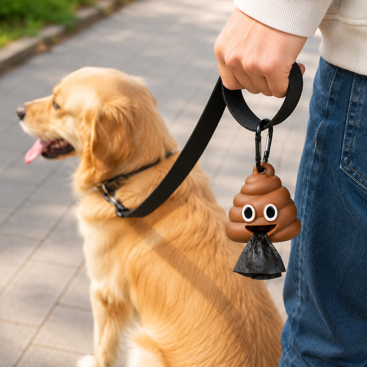 Dispensador De Rollo De Bolsa De Basura Diseño "Emoji Poop" Para Mascota