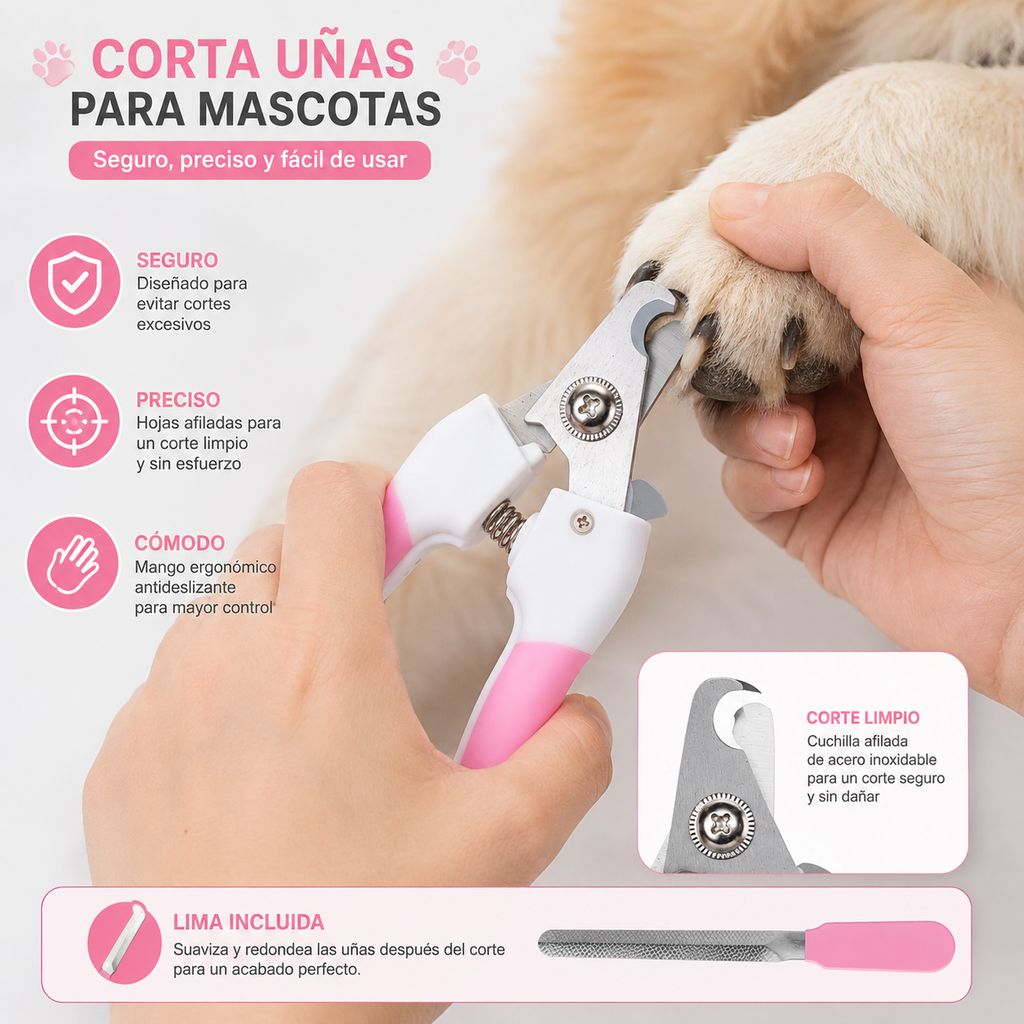 Cortador De Uñas + 1 Pieza De Lima Para Mascotas