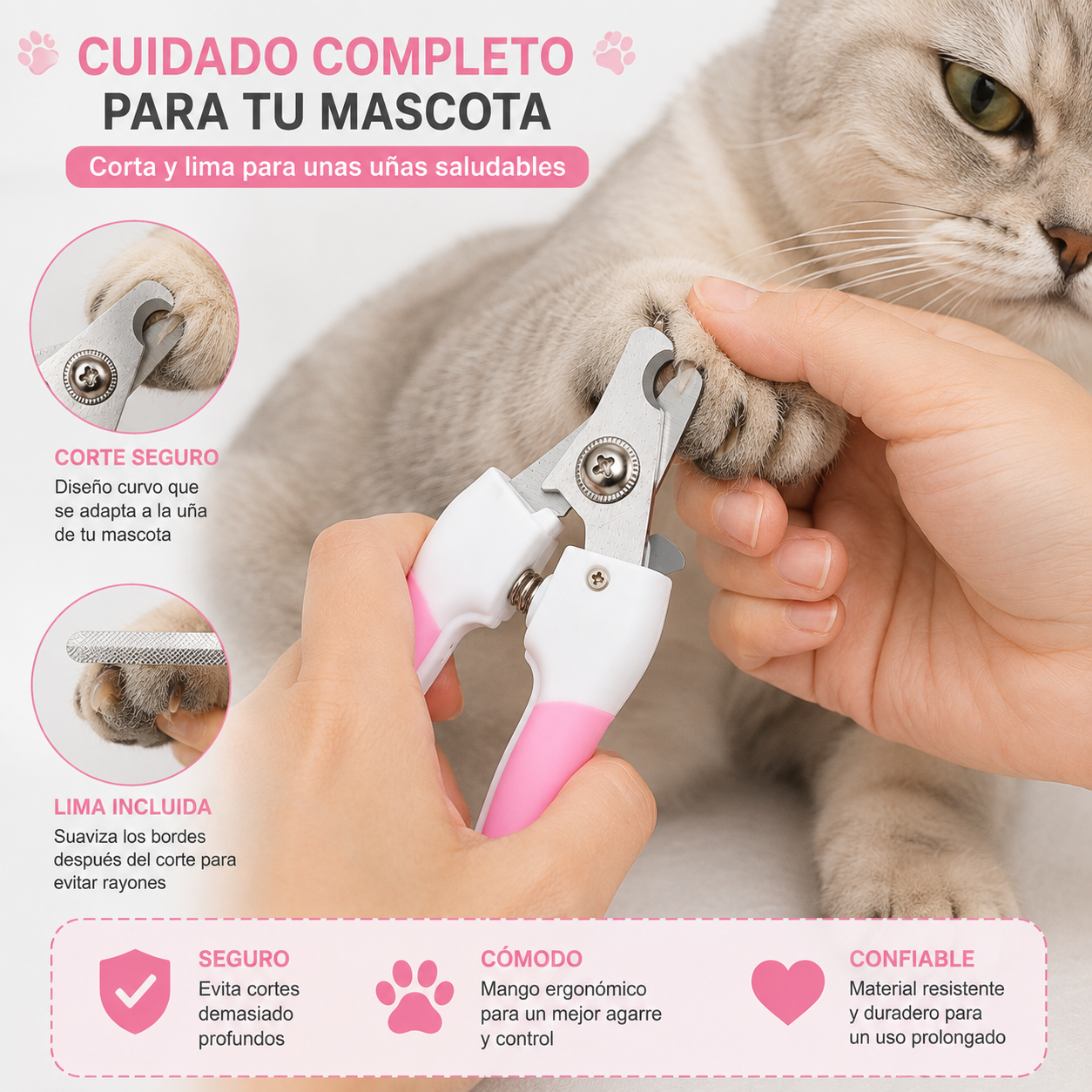 Cortador De Uñas + 1 Pieza De Lima Para Mascotas
