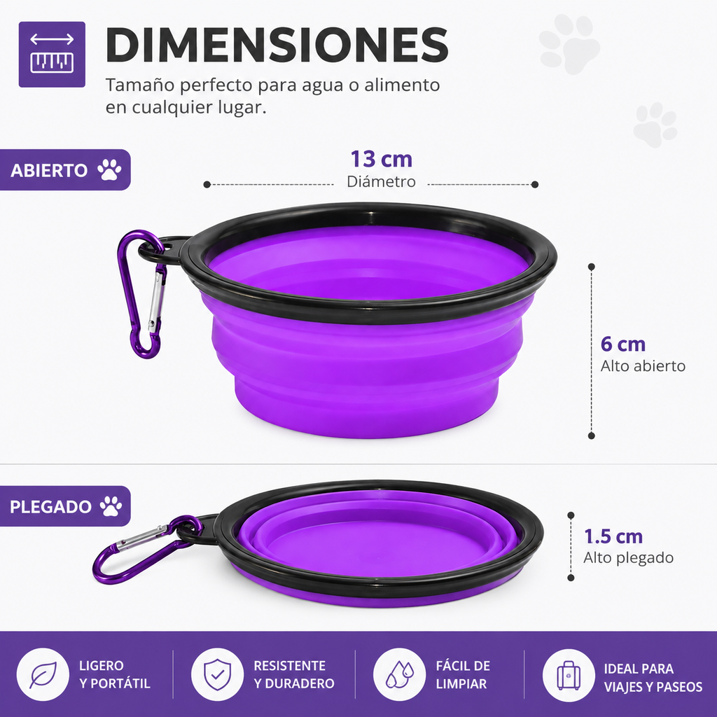 Tazon Plegable Chico 350ml Para Mascota