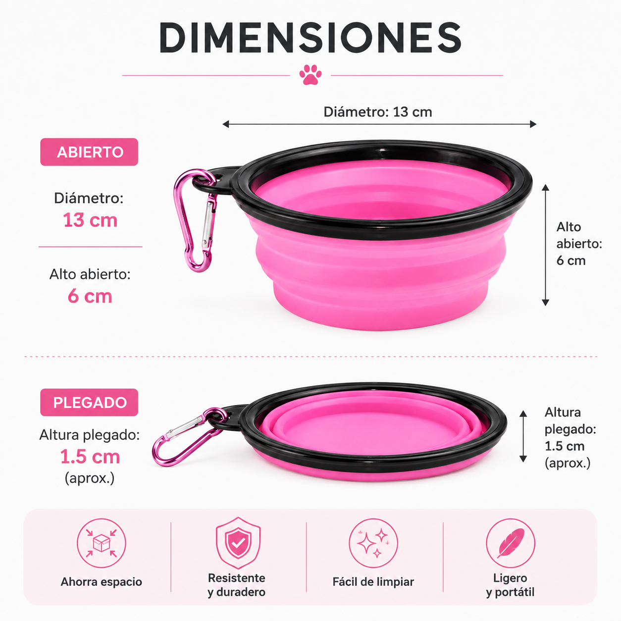 Tazon Plegable Chico 350ml Para Mascota