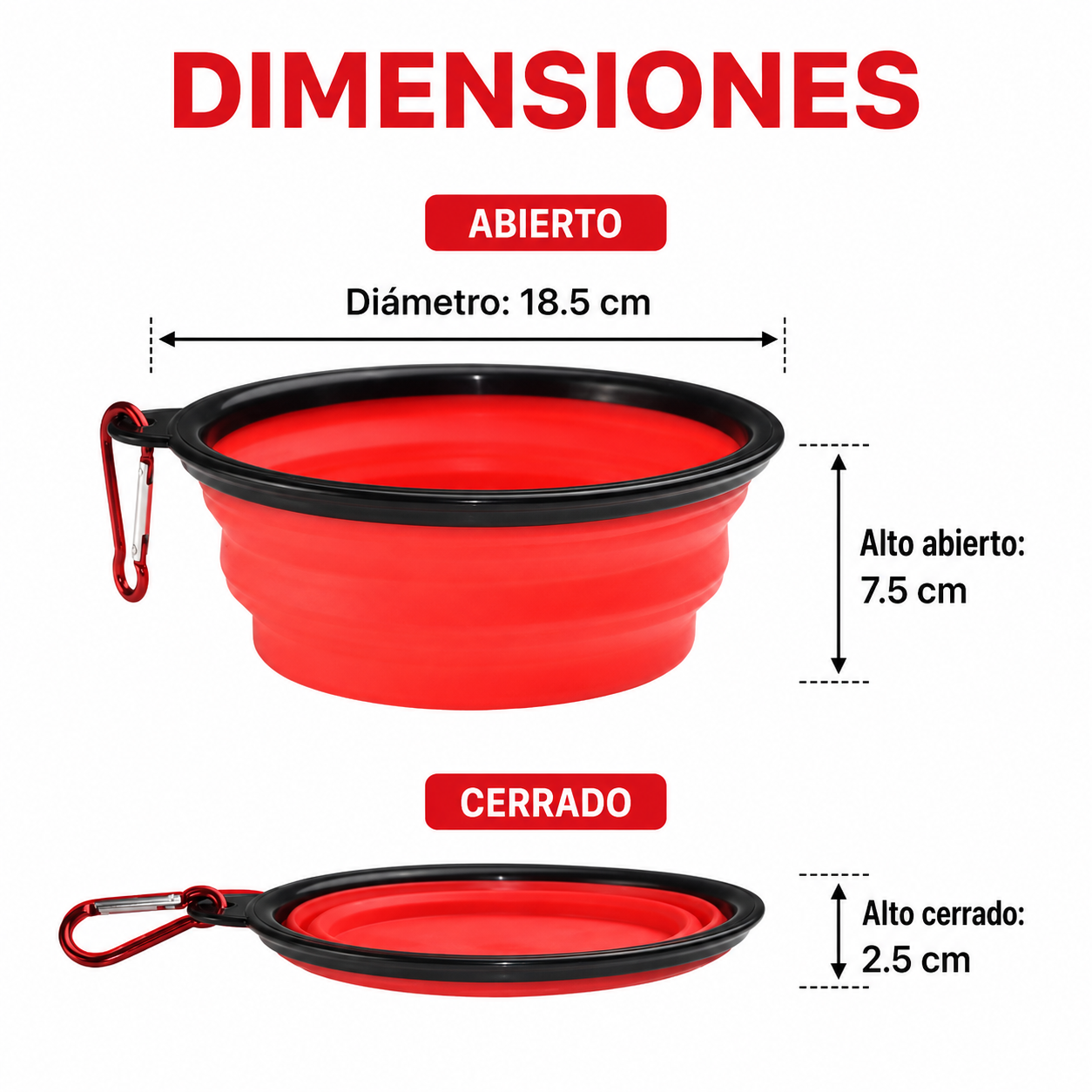 Tazón Plegable Grande 550ml Para Mascota