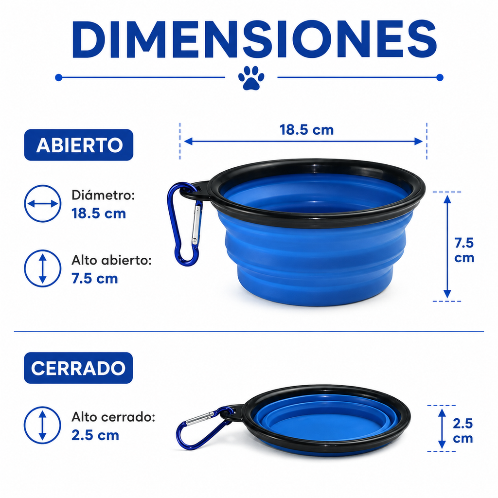 Tazón Plegable Grande 550ml Para Mascota