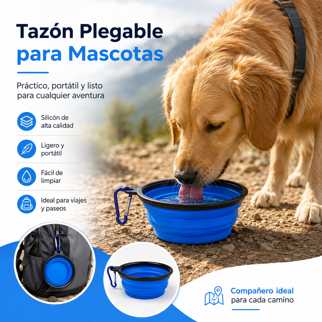 Tazón Plegable Grande 550ml Para Mascota
