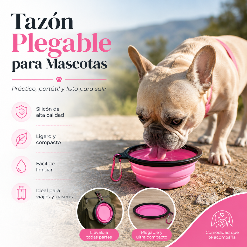 Tazón Plegable Grande 550ml Para Mascota
