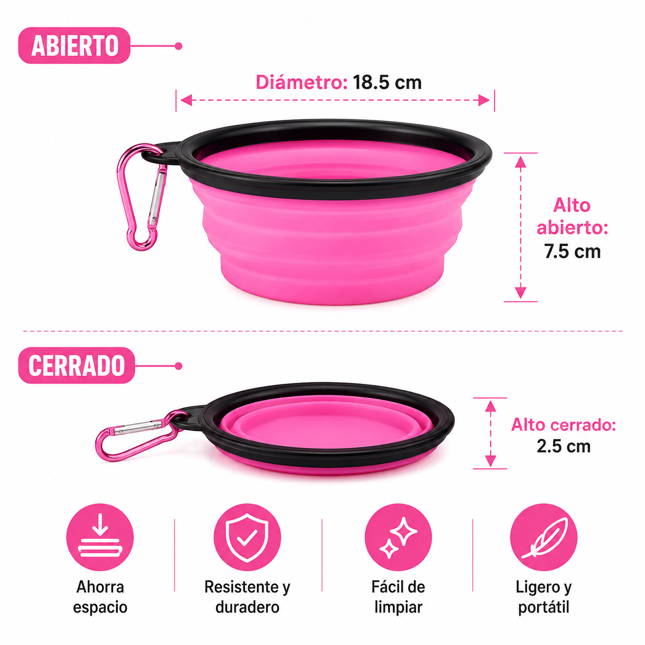 Tazón Plegable Grande 550ml Para Mascota