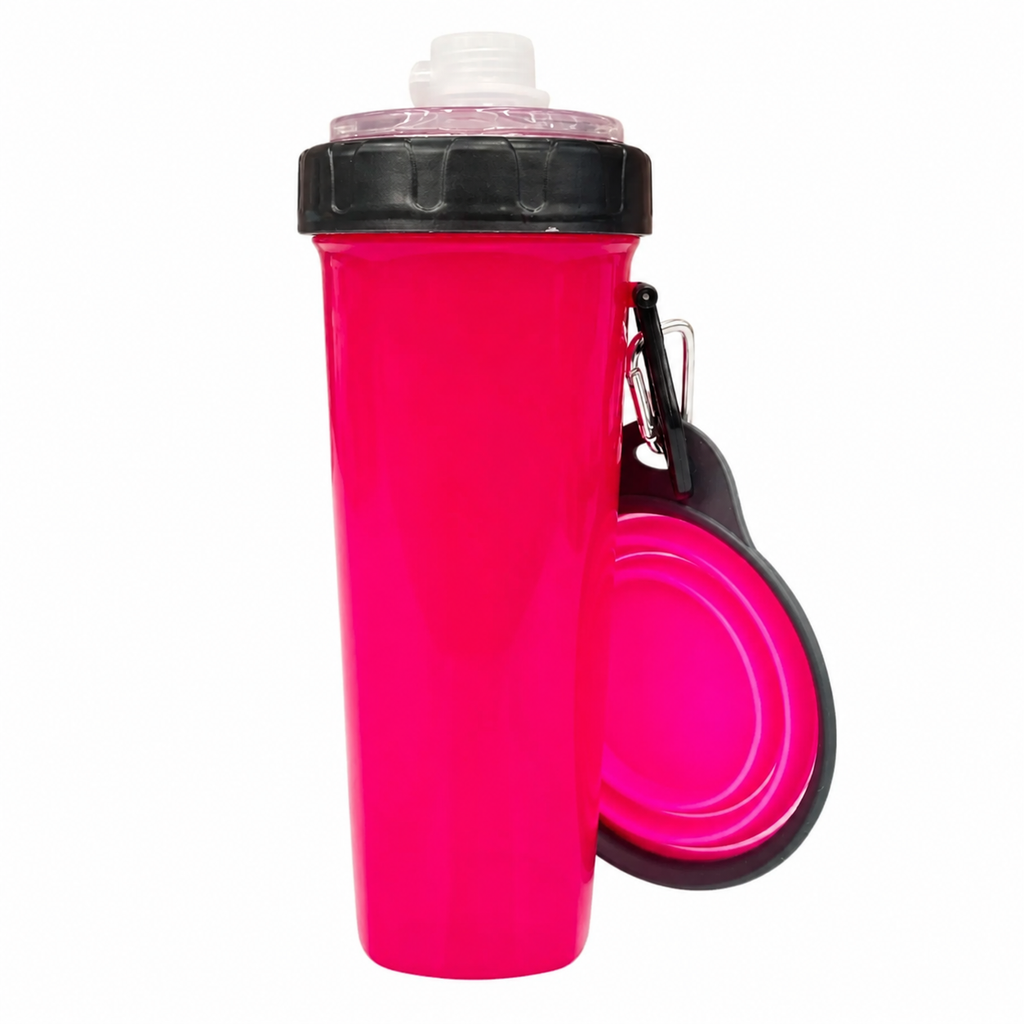 Vaso Para Croquetas y Agua + Plato Plegable de Silicona Chico