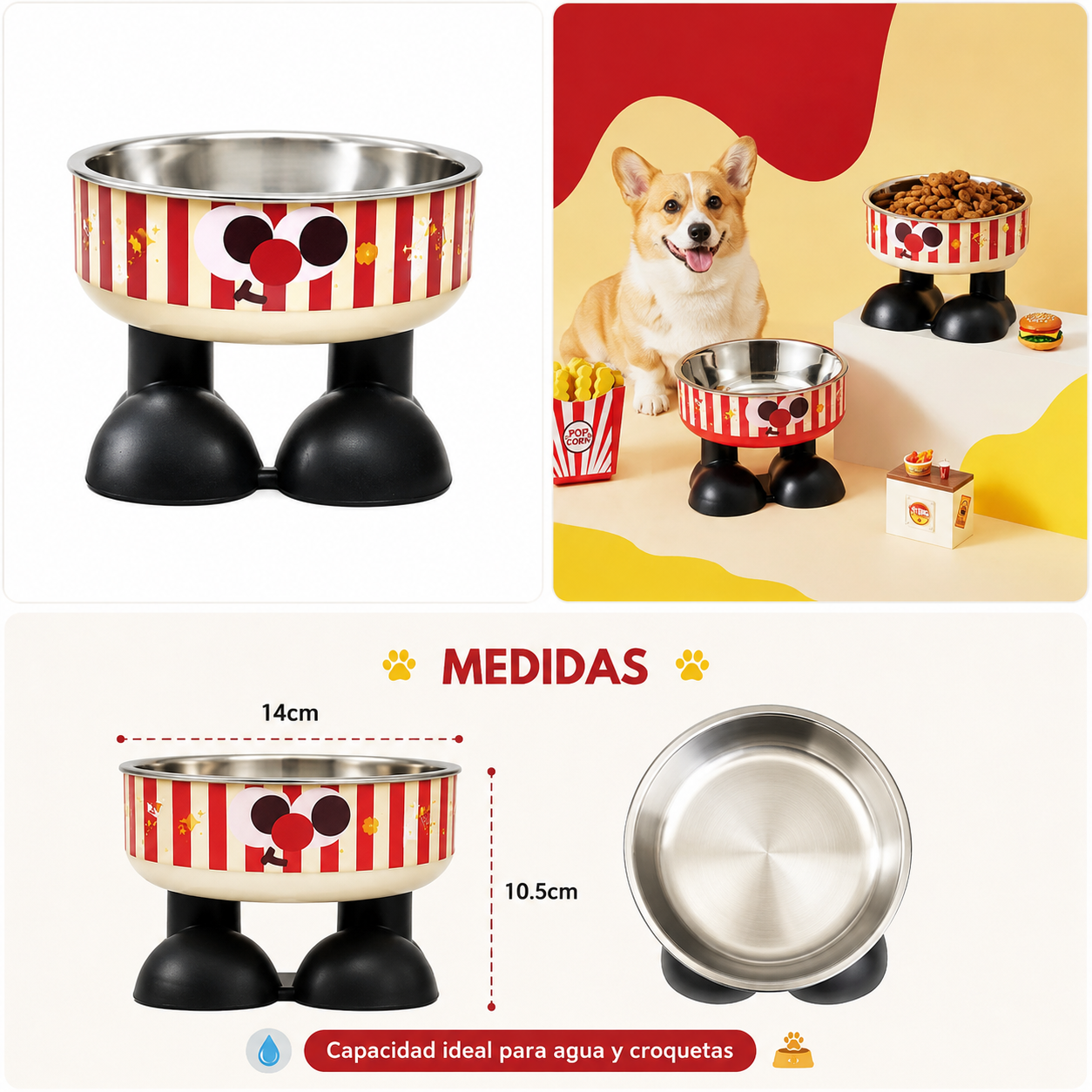 Tazon Elevado Chico Para Mascota Diseño Palomero