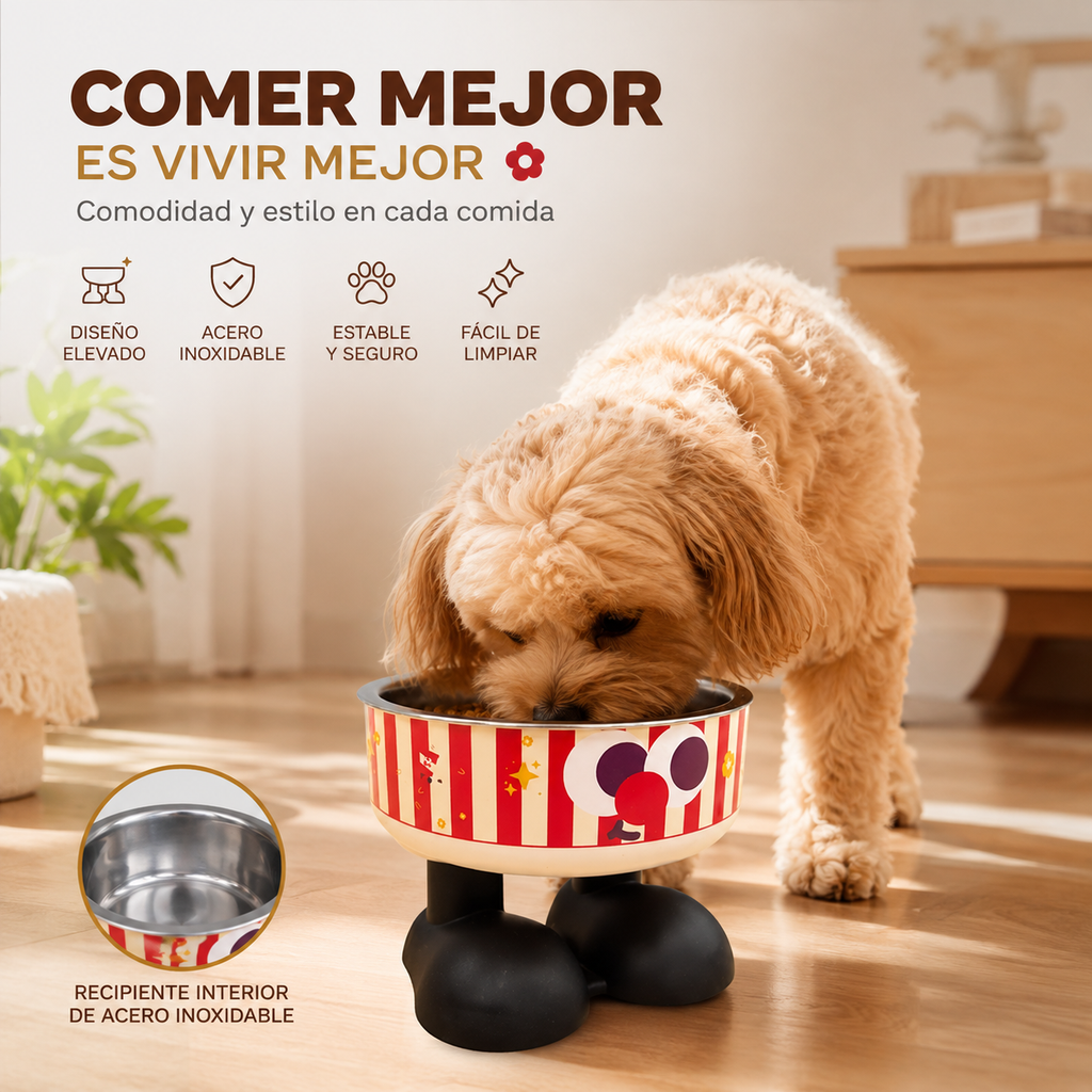 Tazon Elevado Chico Para Mascota Diseño Palomero