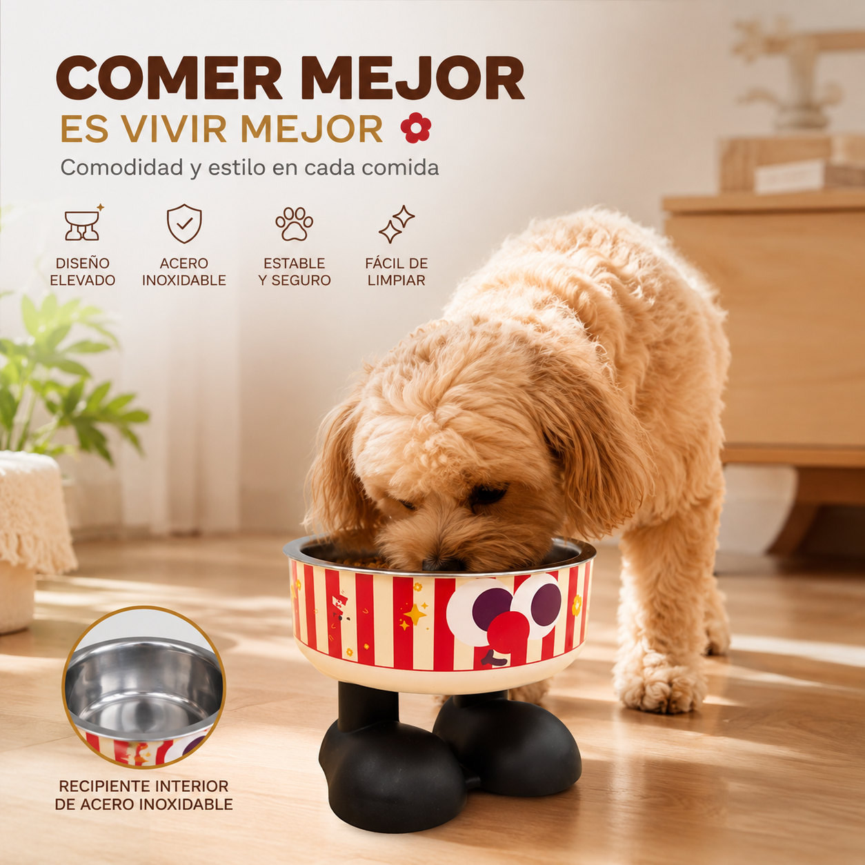 Tazon Elevado Chico Para Mascota Diseño Palomero