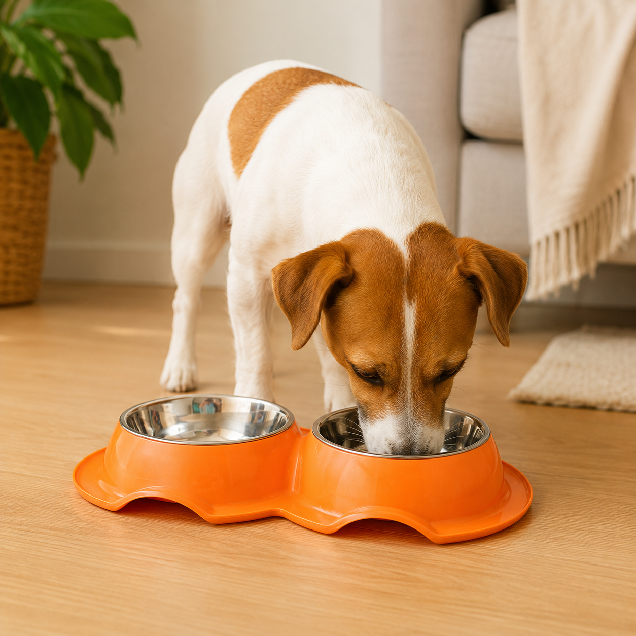 Tazon Doble Chico Para Mascota Con 1 Plato de Acero Inoxidable