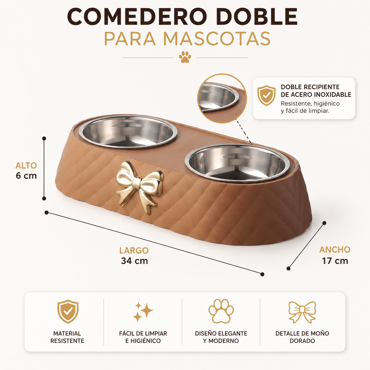Tazón Doble Chico Para Mascota