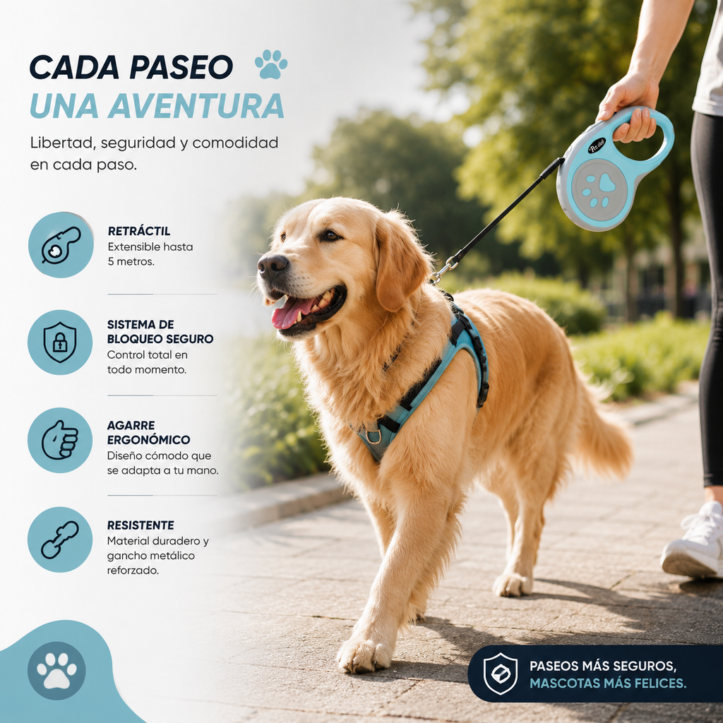 Correa Retráctil de 5 metros Para Mascota