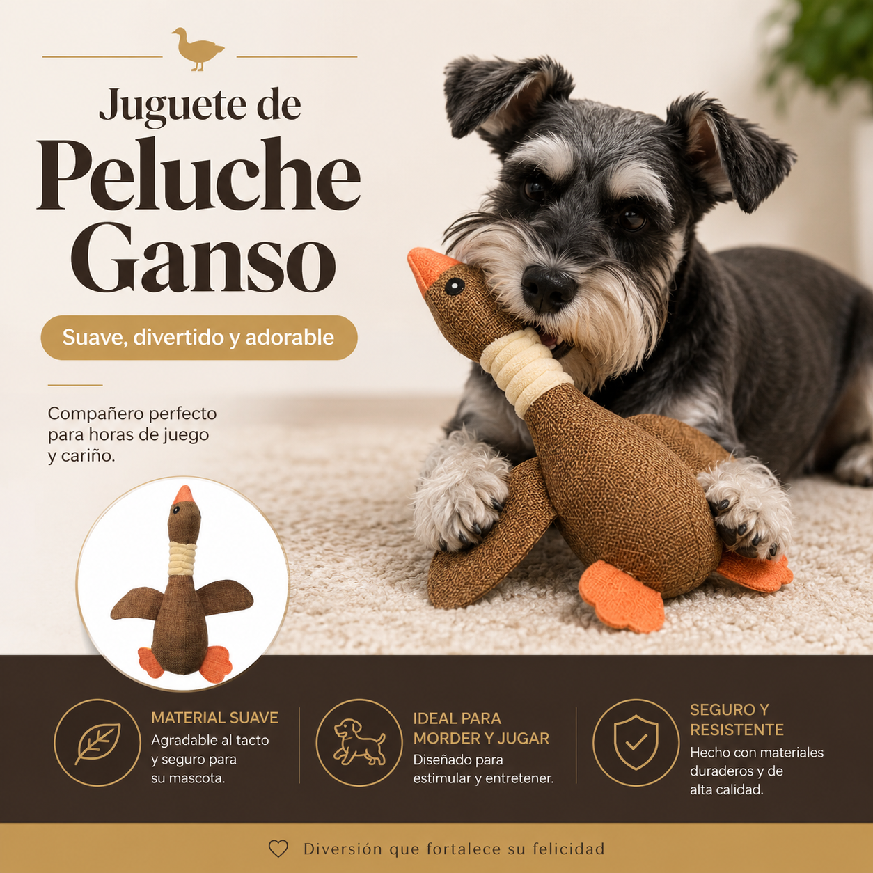 Juguete De Peluche Con Diseño De Pato Para Mascota Con Sonido