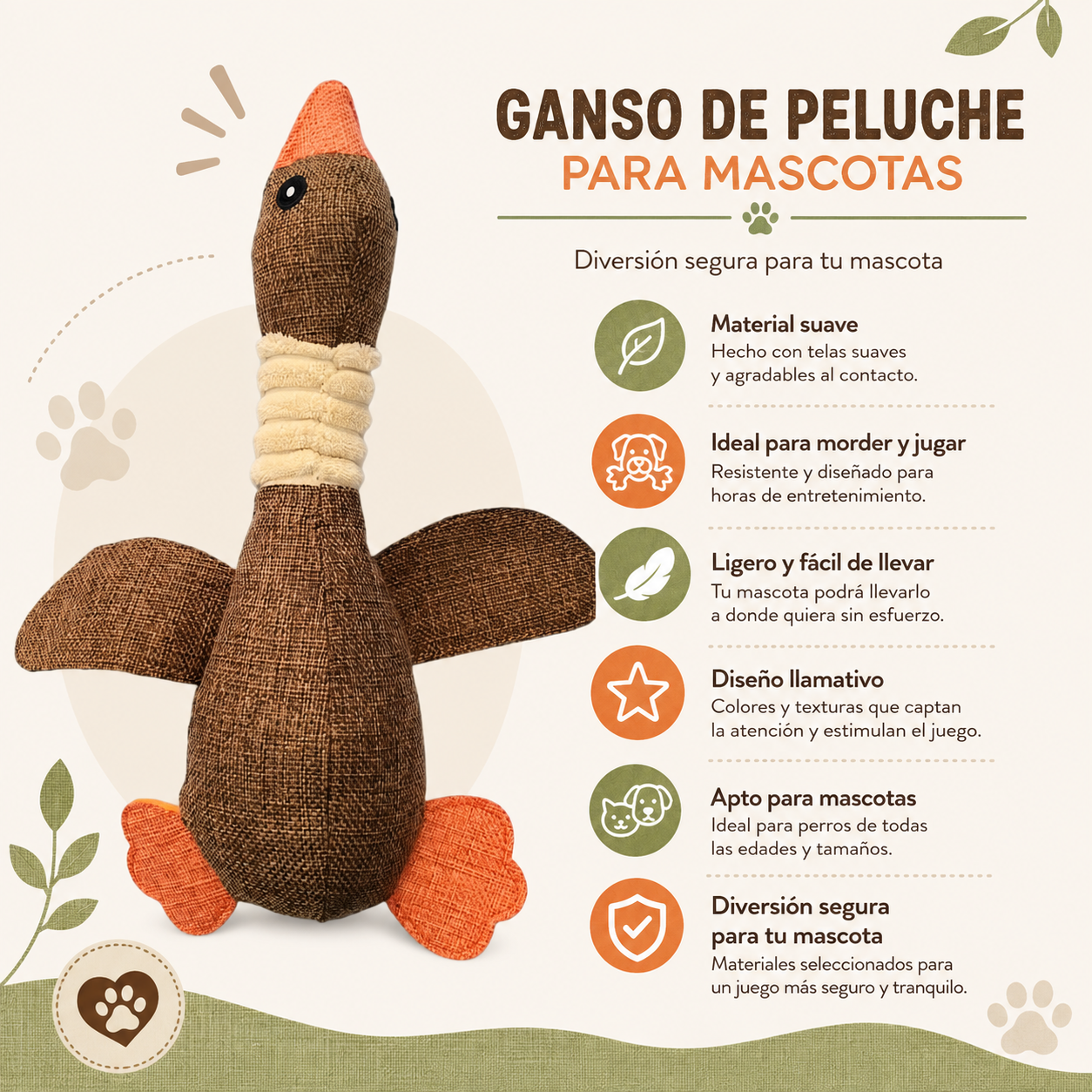 Juguete De Peluche Con Diseño De Pato Para Mascota Con Sonido