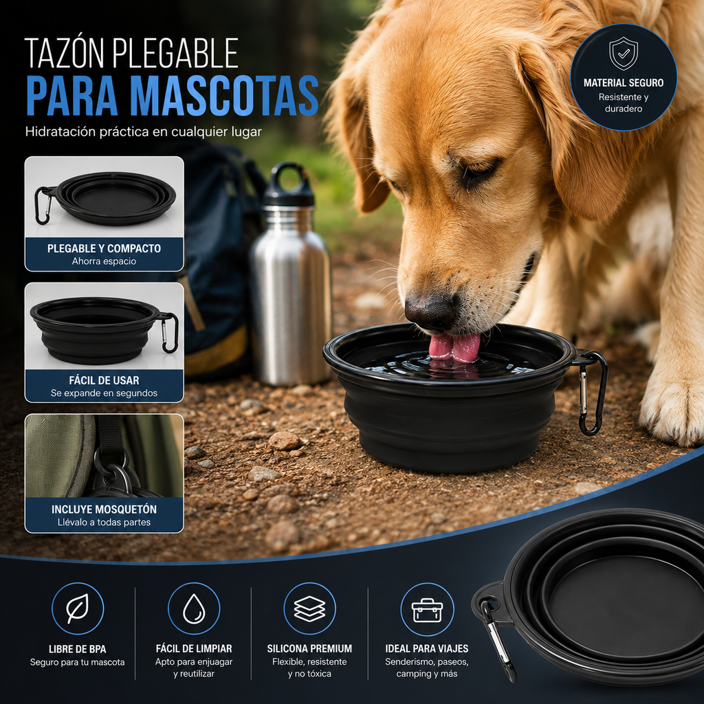 Tazon Plegable Chico 350ml Para Mascota