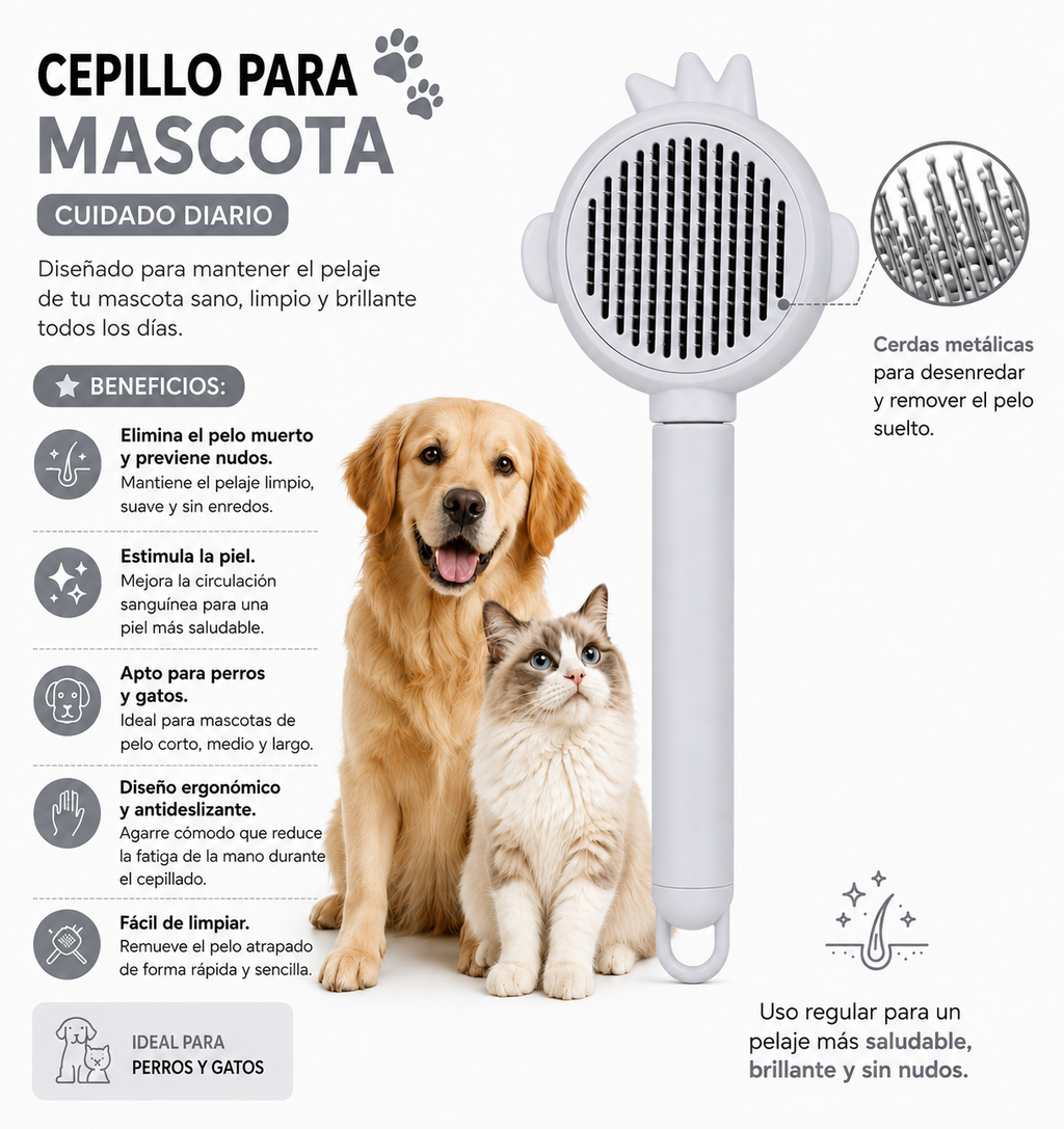 Cepillo Para Mascota Quita Pelo Cerdas De Metal