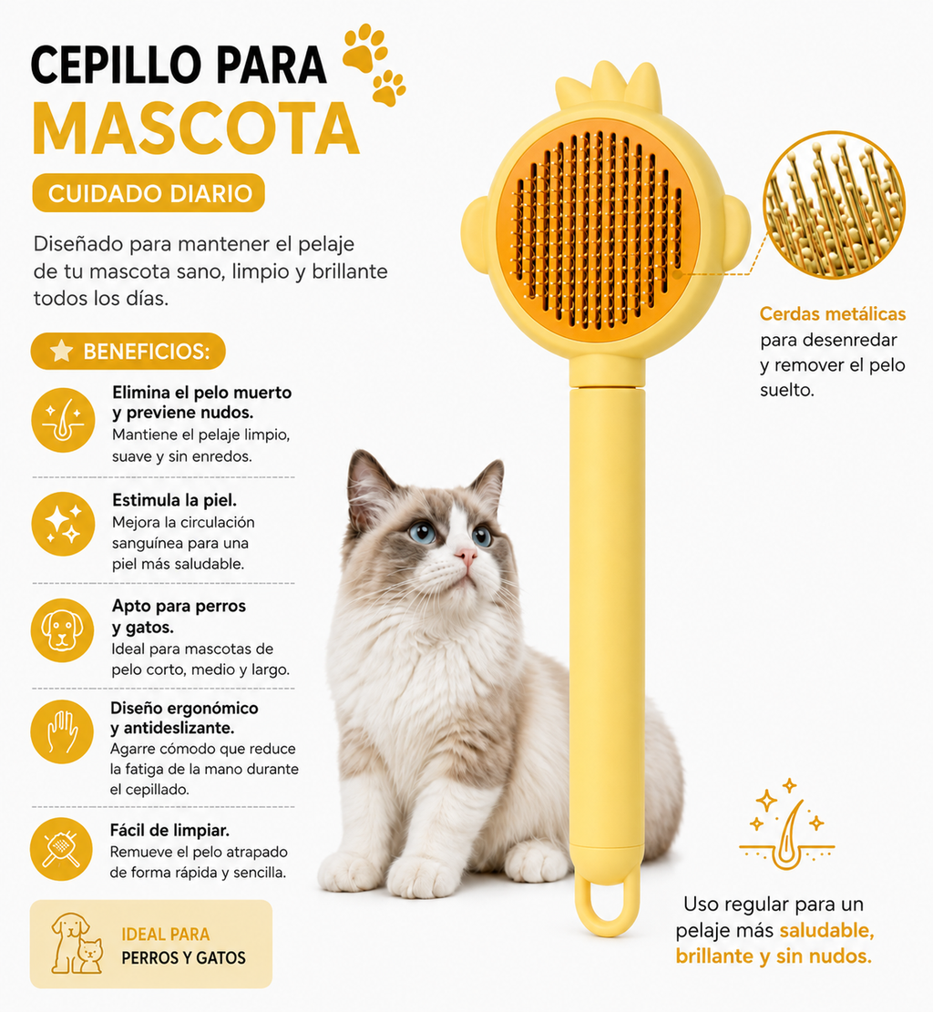 Cepillo Para Mascota Quita Pelo Cerdas De Metal