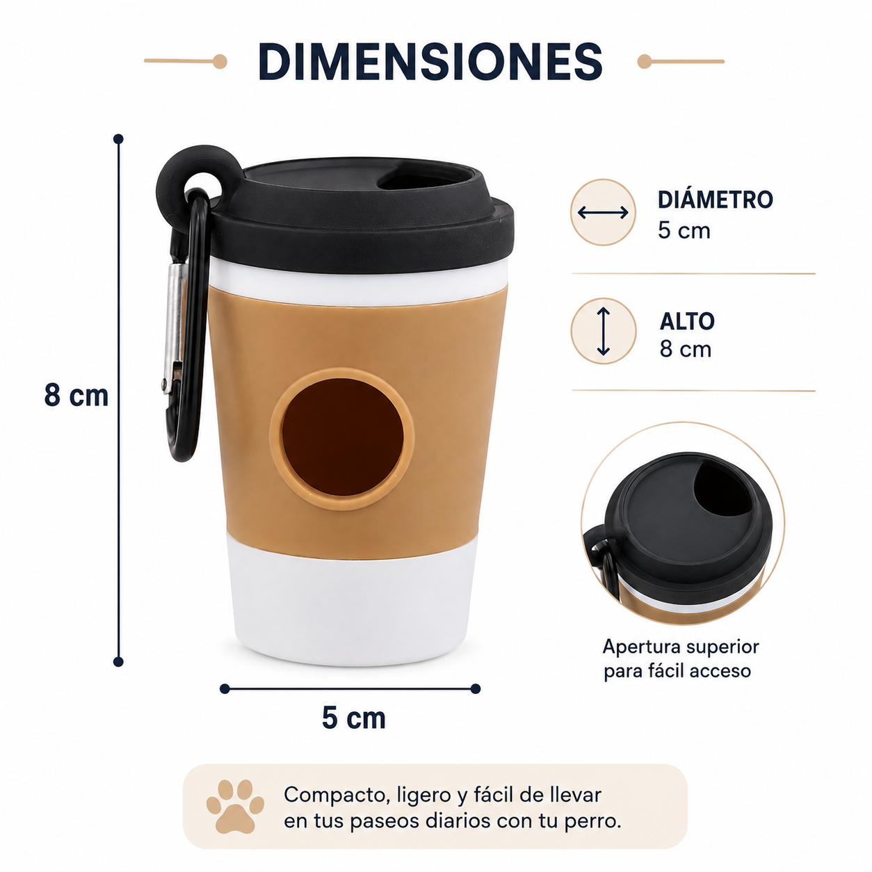 Dispensador De Rollo De Bolsa De Basura Diseño "Vaso de Cafe" Para Mascota