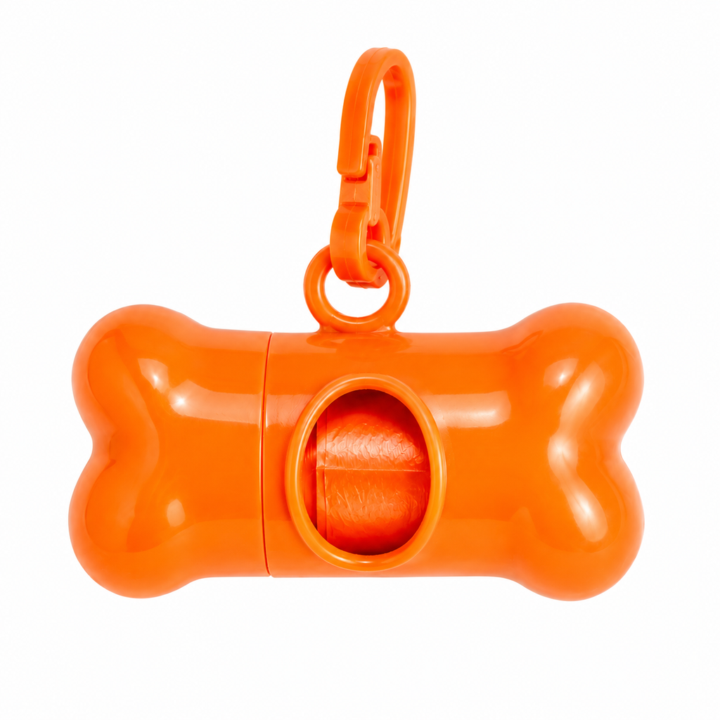 Dispensador De Rollo Diseño "Huesito" + 1 Rollo De Bolsas De Basura Para Mascota