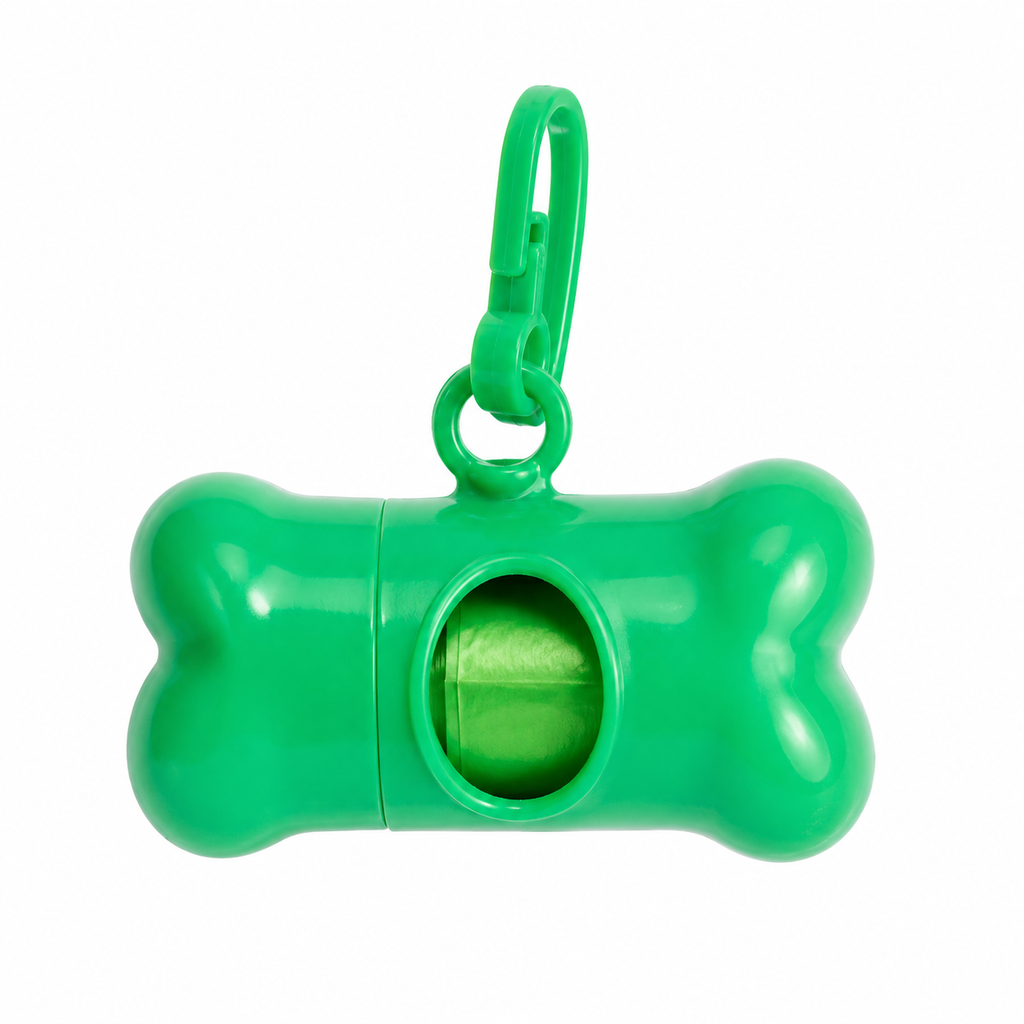 Dispensador De Rollo Diseño "Huesito" + 1 Rollo De Bolsas De Basura Para Mascota