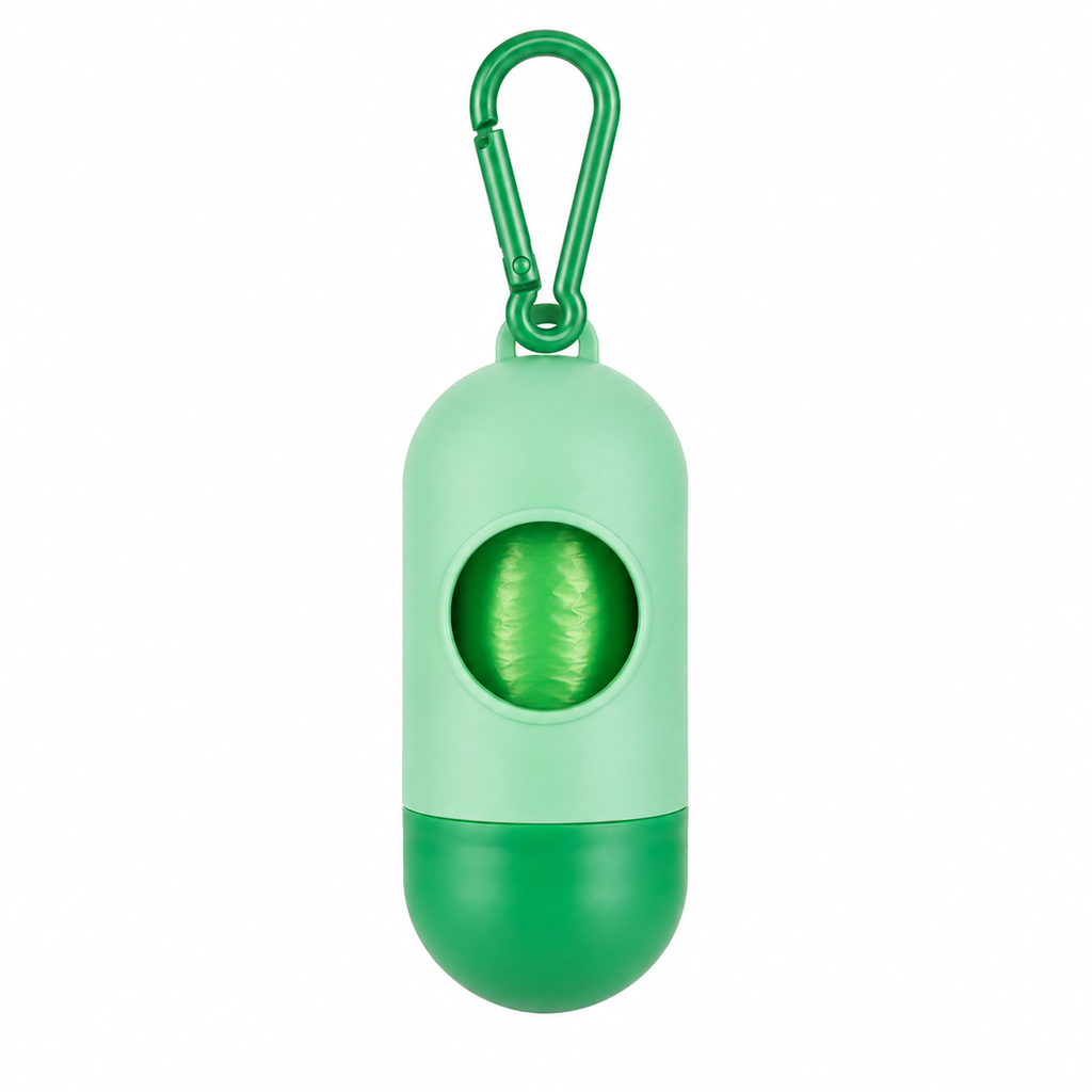 Dispensador De Rollo Diseño "Pildora" + 1 Rollo De Bolsas Para Mascota
